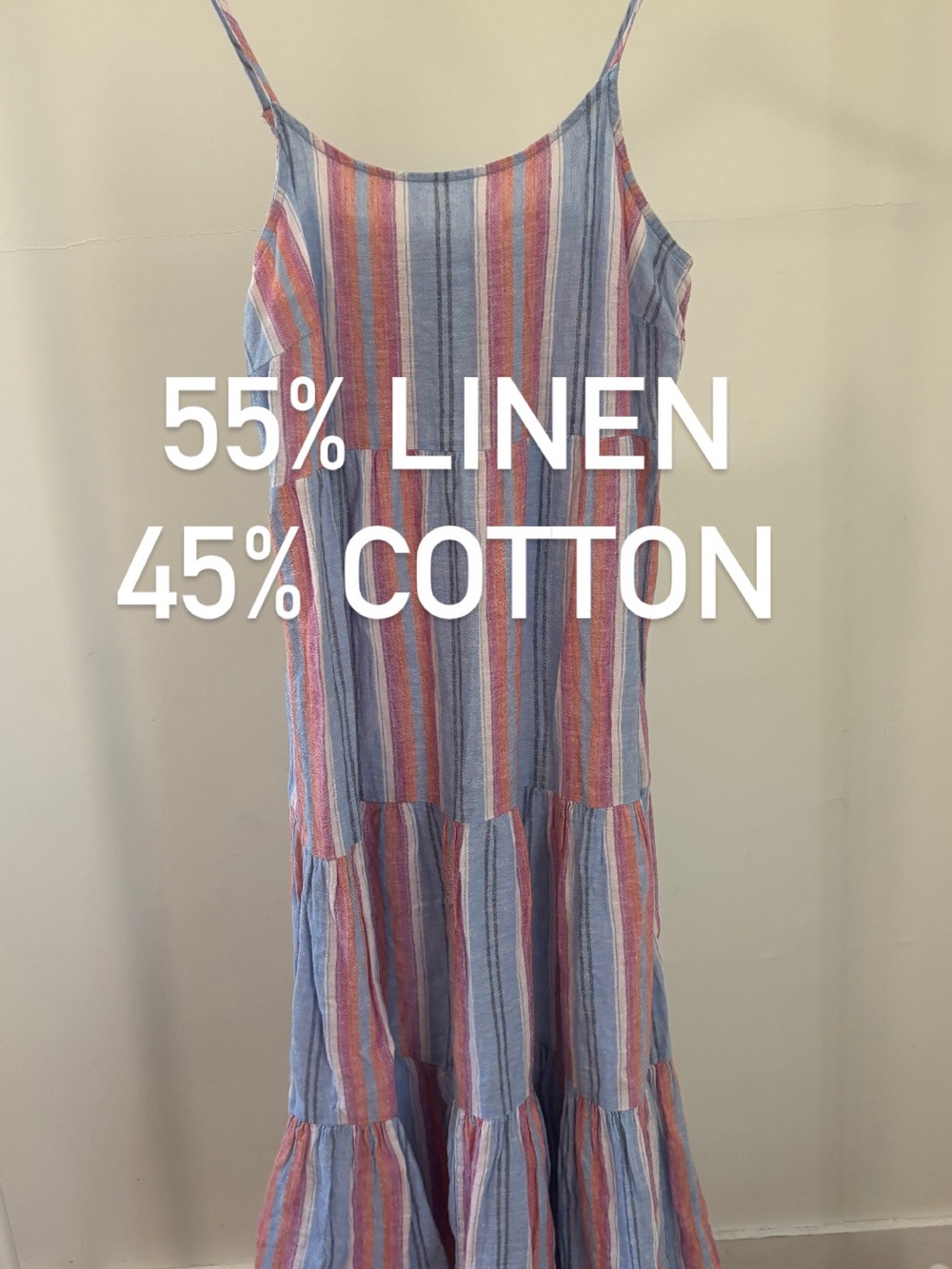 Beach Lunch Lounge Striped Tiered Maxi Dress | Linen & Cotton | Size M